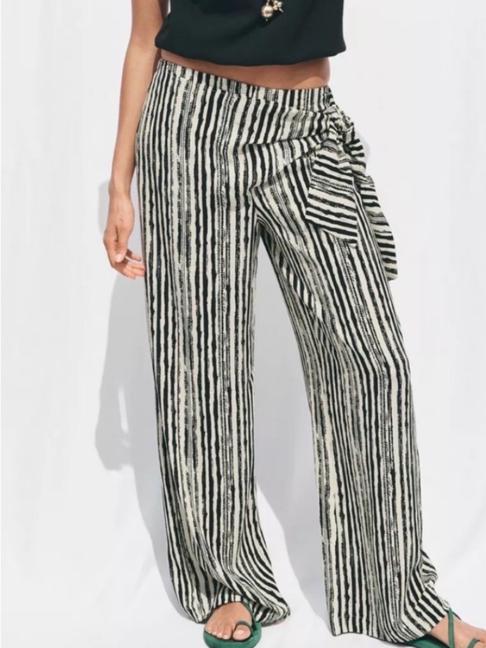 Zara Striped Pants in Cream and Black